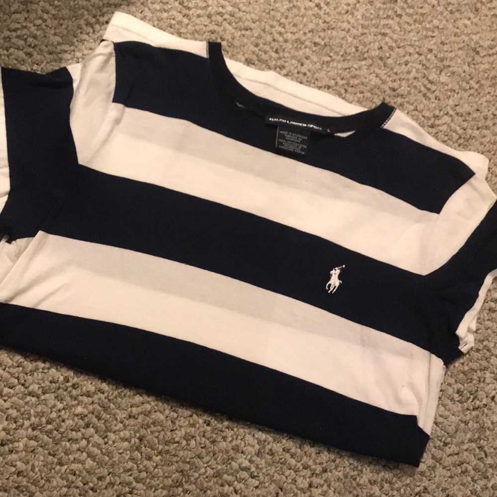 Authentic Polo Ralph Lauren Navy Striped T Shirt